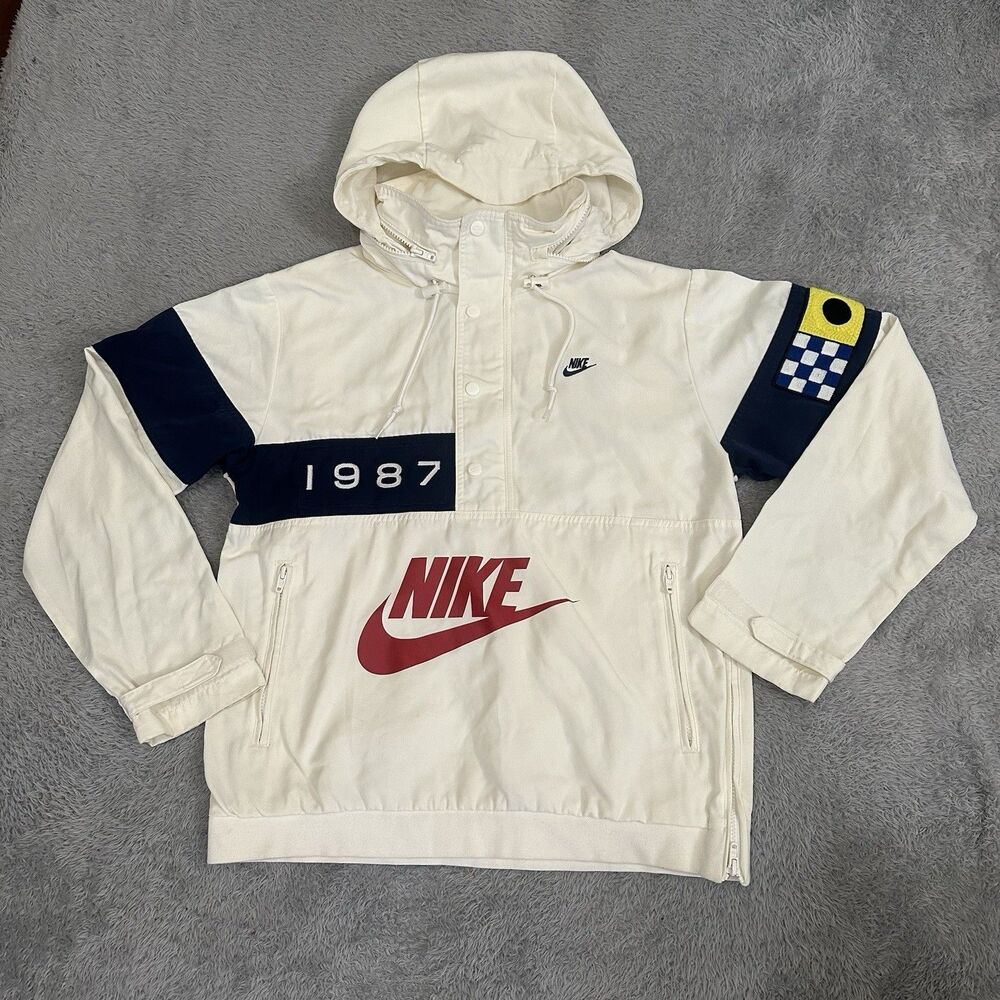 NIKE  1987 Reissue Walliwaw Woven Jacket In Sail/Midnight Navy DA0367-133 Small